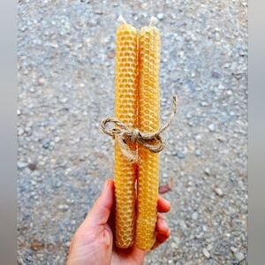 SET OF 2 Beesewax Candlesticks, Handmade Candle, 100% Genuine Yellow Beeswax